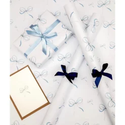 Lake Blue Bow Wrapping Paper