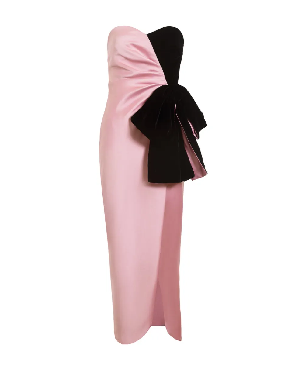 Lala Gown in Rose Quartz & Noir Multi