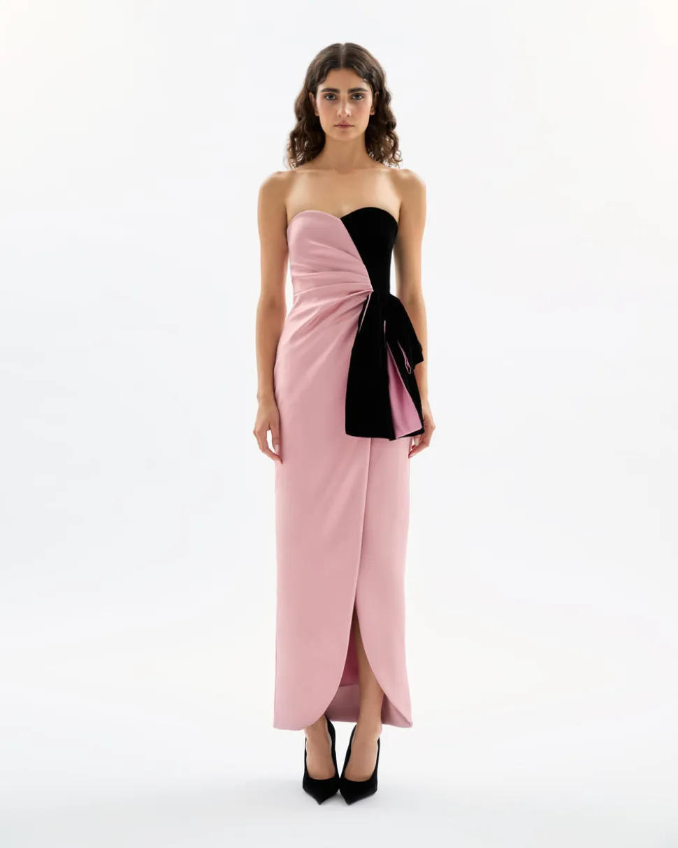 Lala Gown in Rose Quartz & Noir Multi