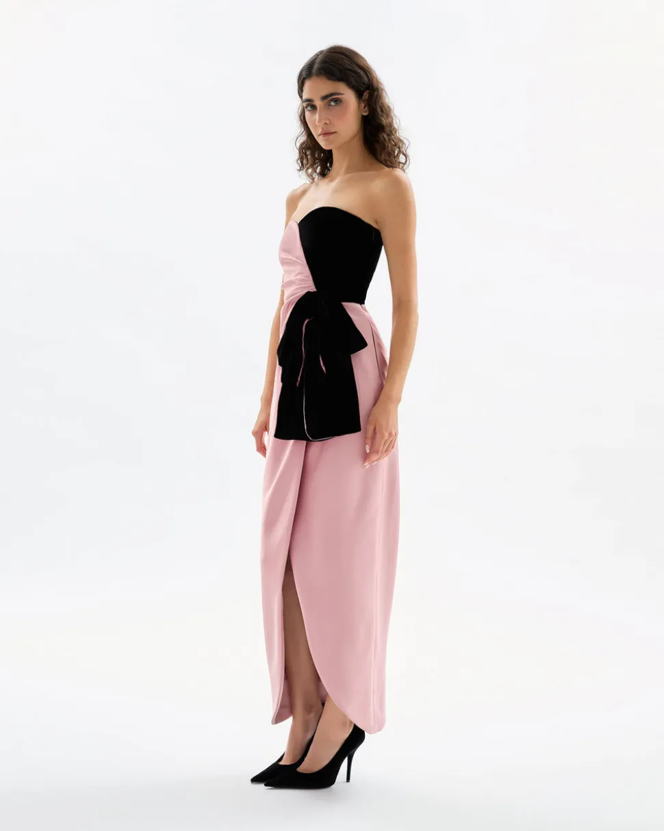 Lala Gown in Rose Quartz & Noir Multi