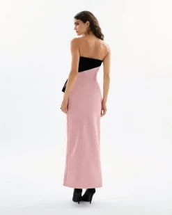 Lala Gown in Rose Quartz & Noir Multi