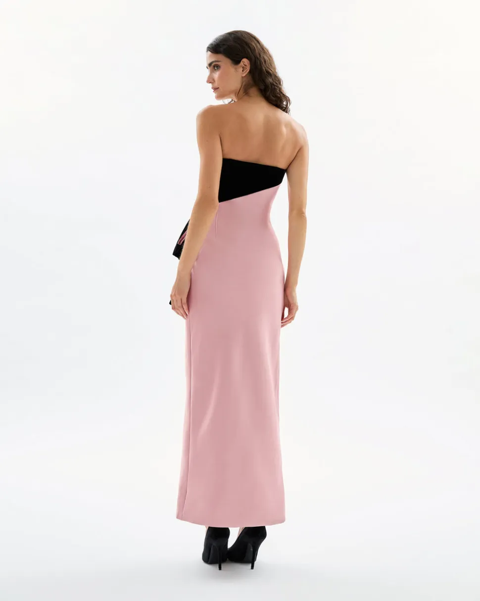 Lala Gown in Rose Quartz & Noir Multi
