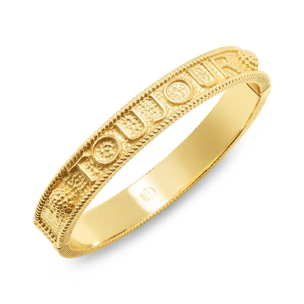L'Amour Toujour Hinged Bangle in Gold