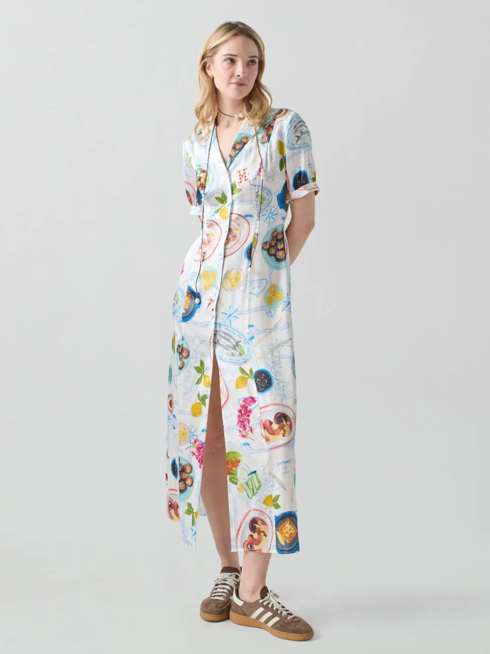 Lampi Button Down Dress in Lunch
