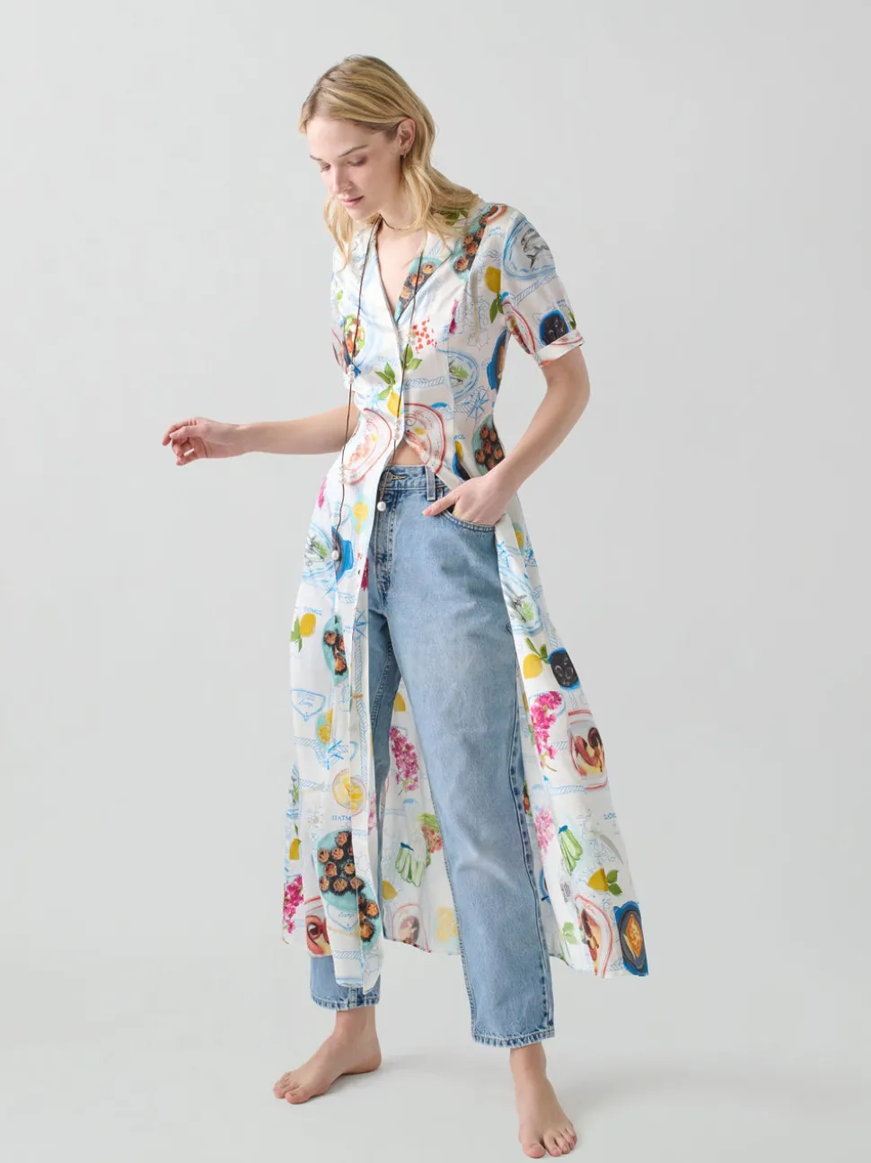 Lampi Button Down Dress in Lunch