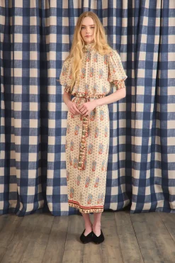 Langley Dress in Fall Floral Cream
