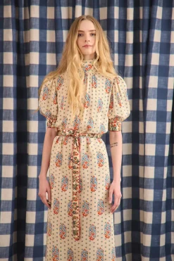 Langley Dress in Fall Floral Cream
