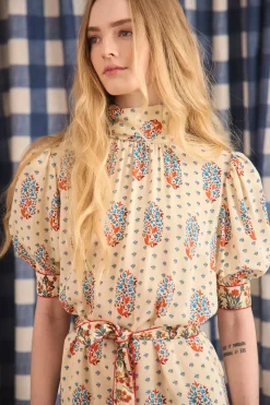 Langley Dress in Fall Floral Cream