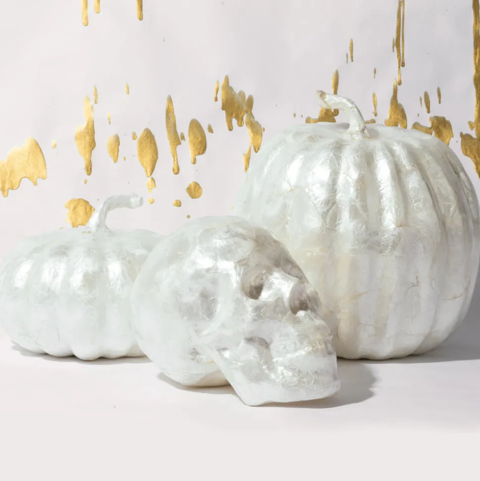 Large Capiz Pumpkin in Pearl