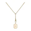 Large Gold Diamond Baguette Cut Bezel Charm and Old European Cut Diamond Double Bezel Arin Chain