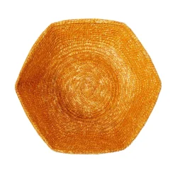 Large Hexagonal Raffia Basket in Yellow