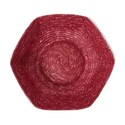 Large Hexagonal Raffia Basket in Deep Purple