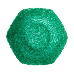 Large Hexagonal Raffia Basket in Green