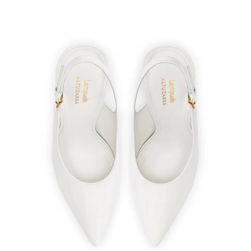 Larroudé x Altuzarra Pump In White Patent Leather