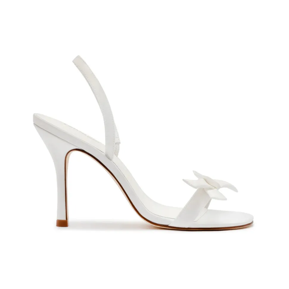 Larroudé x Markarian Bridal Sandal In White Satin