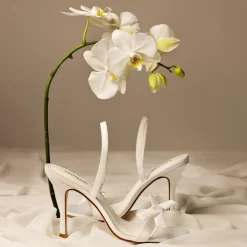 Larroudé x Markarian Bridal Sandal In White Satin
