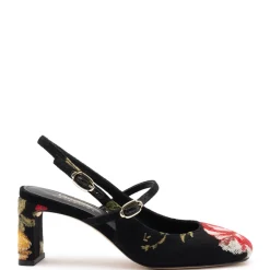 Larroudé x Markarian Pump In Black Wool and Floral Embroidery