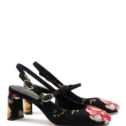 Larroudé x Markarian Pump In Black Wool and Floral Embroidery