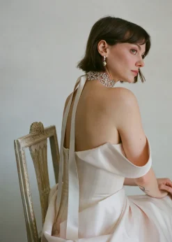 Lavinia Ribbon Tie in Crystal Cream