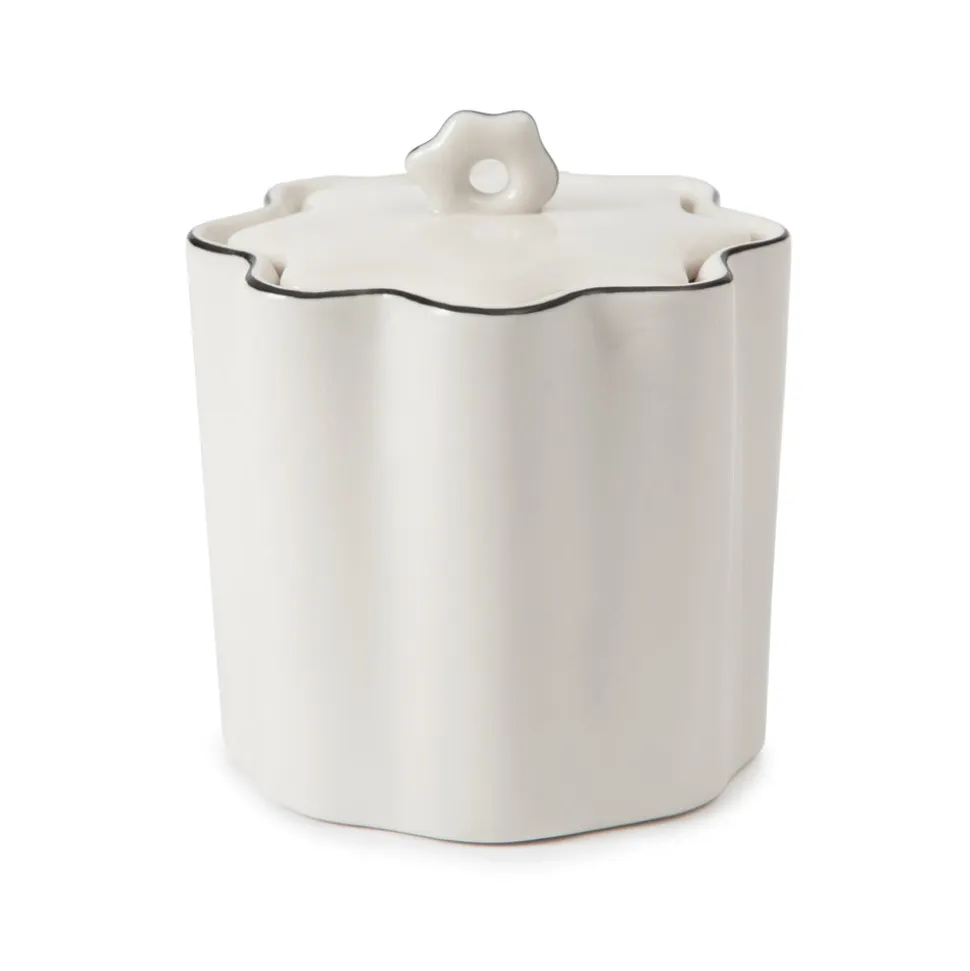 Le Marais Cotton Jar in White with Black Trim