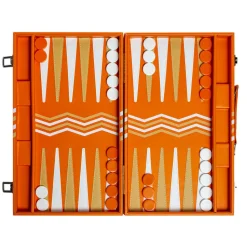 Leather Backgammon Board in Orange