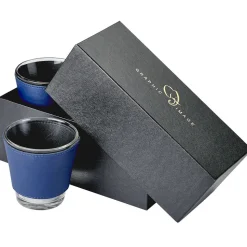 Leather Wrapped Glass Set in Blue