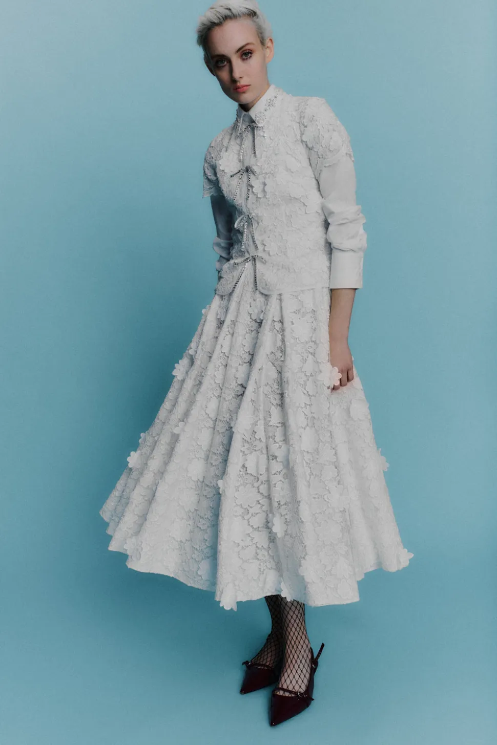 Lee Skirt White Embroidered Cotton