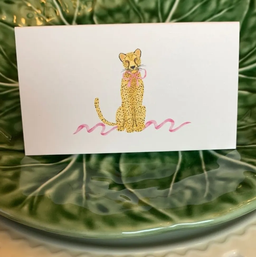 Leopard with Pink Bow Place Cards