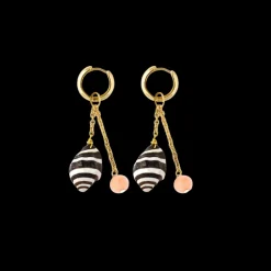 Les Charmantes Coral & Shell Charm Gold Earrings