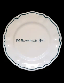 Let the Weekend be Gin Scalloped, Plate Set of 6