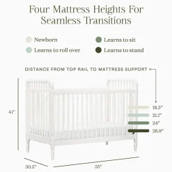Liberty 3-in-1 Convertible Spindle Crib with Toddler Bed Conversion Kit in Warm White