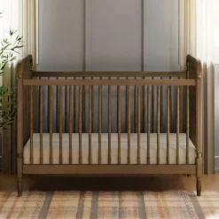 Liberty 3-in-1 Convertible Spindle Crib with Toddler Bed Conversion Kit in Natural Walnut