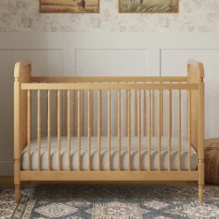 Liberty 3-in-1 Convertible Spindle Crib with Toddler Bed Conversion Kit in Honey