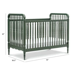 Liberty 3-in-1 Convertible Spindle Crib with Toddler Bed Conversion Kit in Forest Green