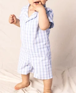 Light Blue Gingham Summer Romper