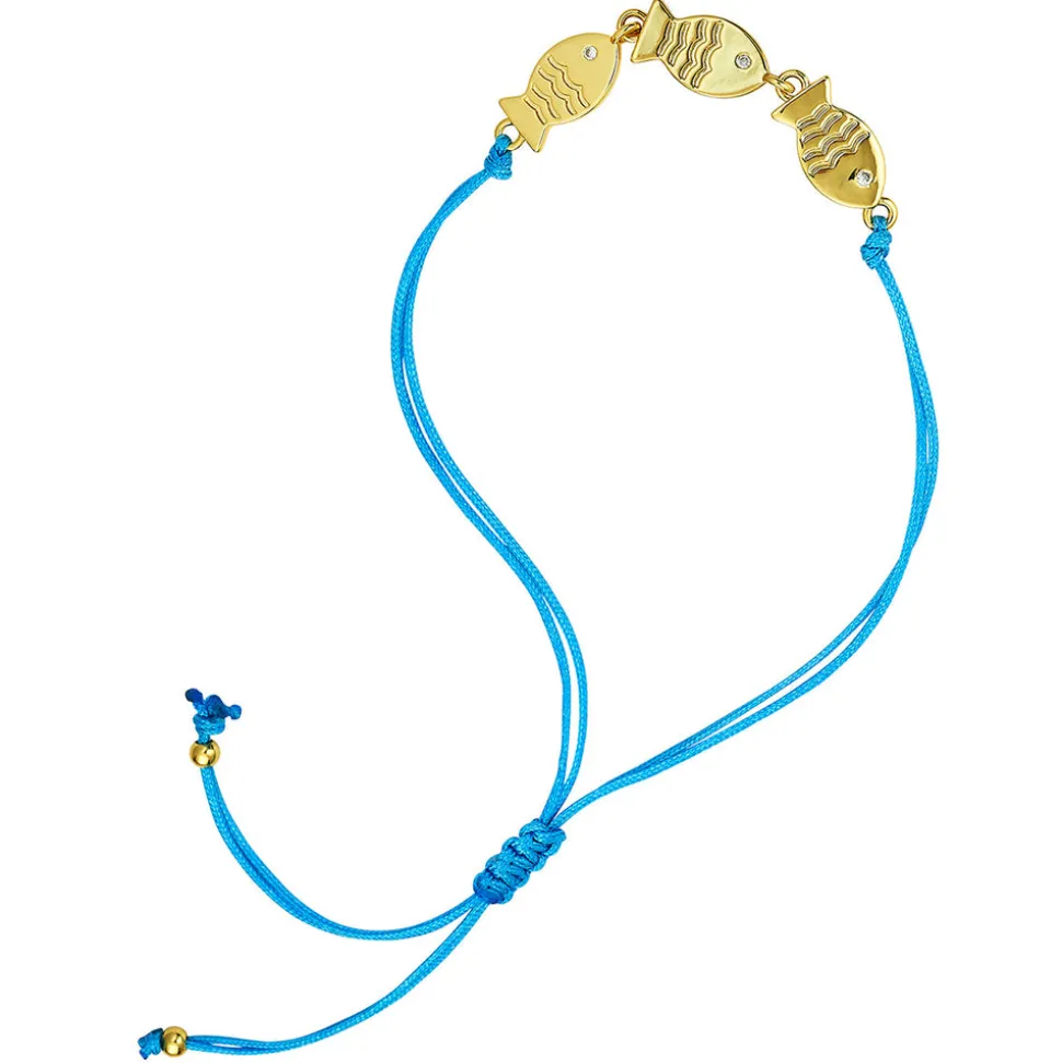 Light Blue Triple Fish Cord Bracelet
