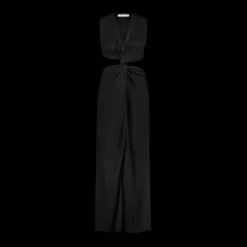 Lightweight Wool Twist Dress in Black