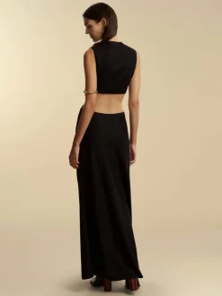 Lightweight Wool Twist Dress in Black