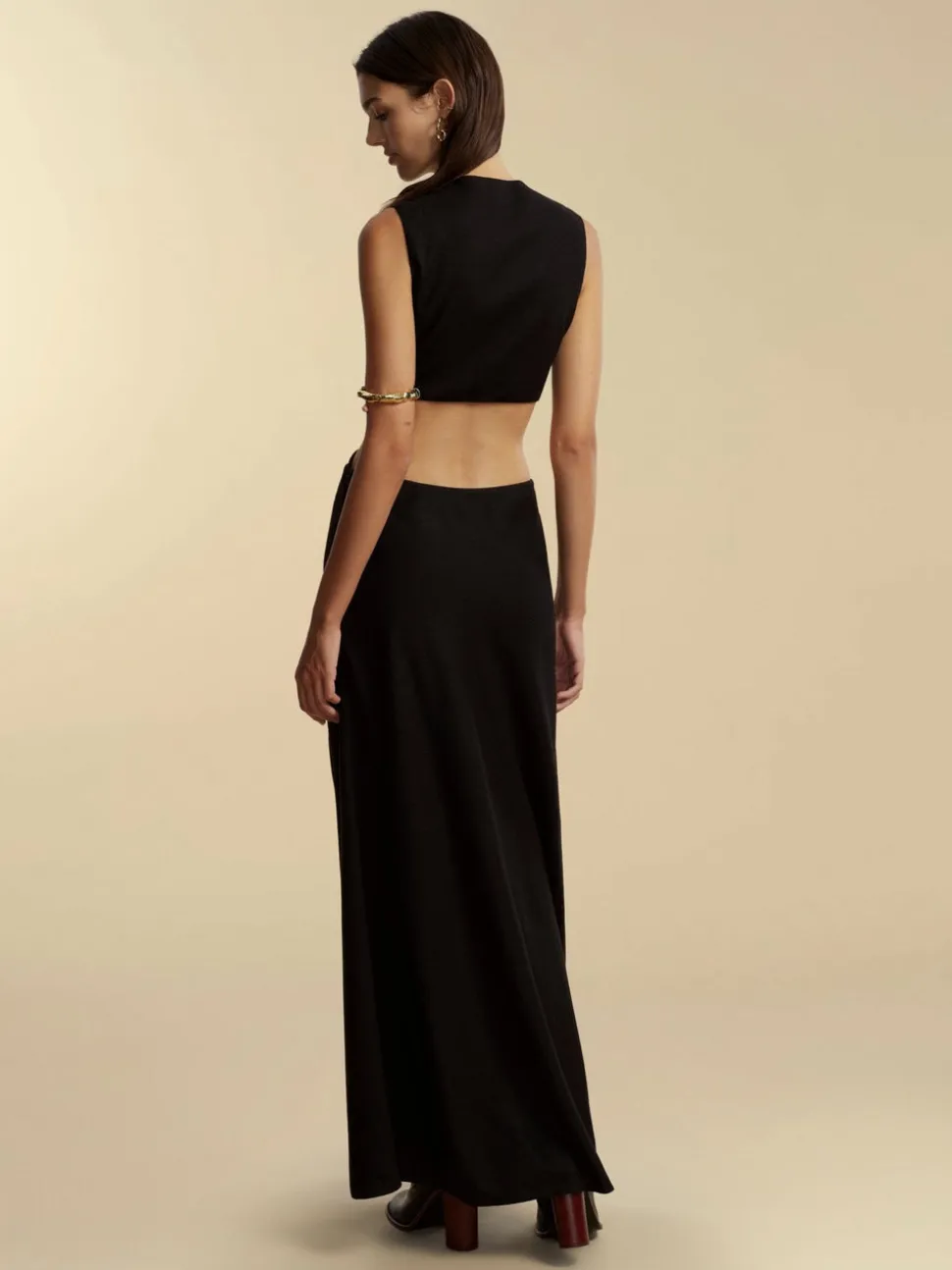 Lightweight Wool Twist Dress in Black