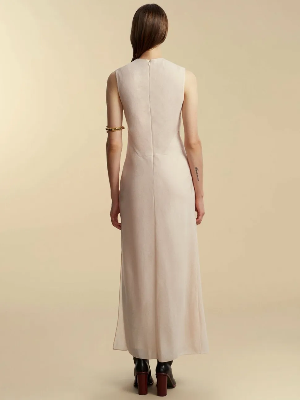 Lightweight Wool Twist Panelled Dress in Rose Quartz