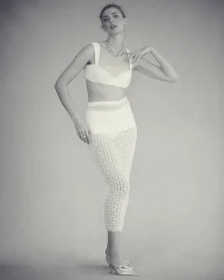 Lili Skirt in White Smocked Tulle