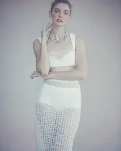 Lili Skirt in White Smocked Tulle