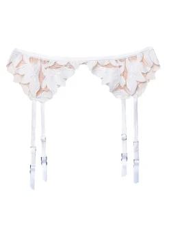 Lily Embroidery Garter Belt in Ivory
