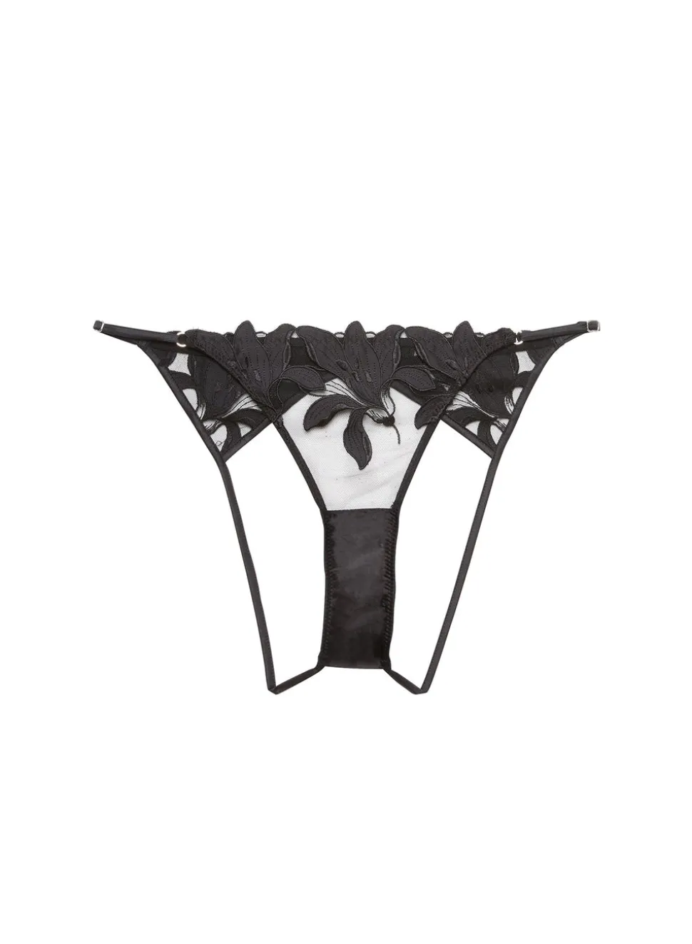 Lily Embroidery Ouvert Panty in Black