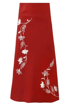 Lily Skirt in Deep Red & Ivory