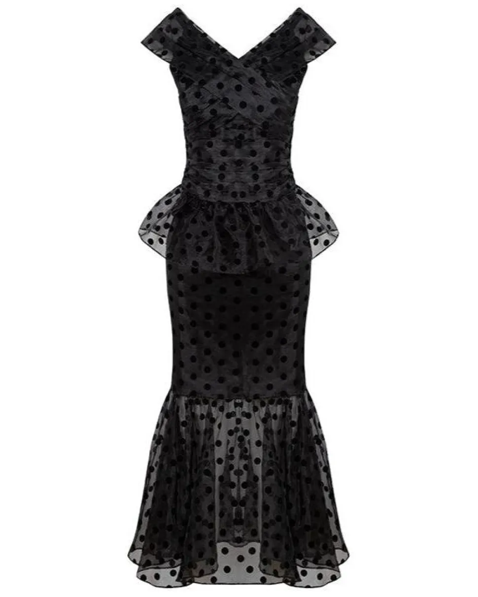 Lily Top And Skirt Set Black Polka
