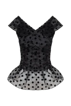 Lily Top And Skirt Set Black Polka