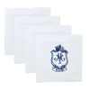 Linen Cocktail Napkins with Embroidered Bespoke Art, Set of 6