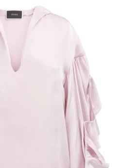 Liquid Ruffle Rose Tunic Blouse