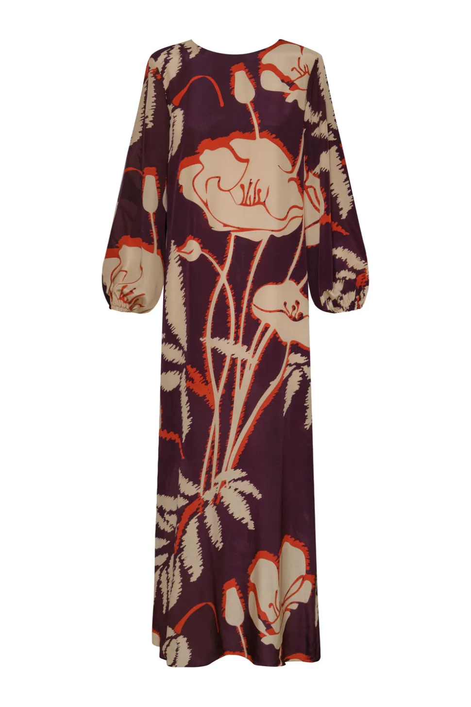 Lisboa Crepe Chine Maxi Dress in Purple Gladiolos